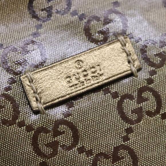 GUCCI GG Crystal Sherry Line Hand Bag Gray Gold Brown - Picture 14 of 16